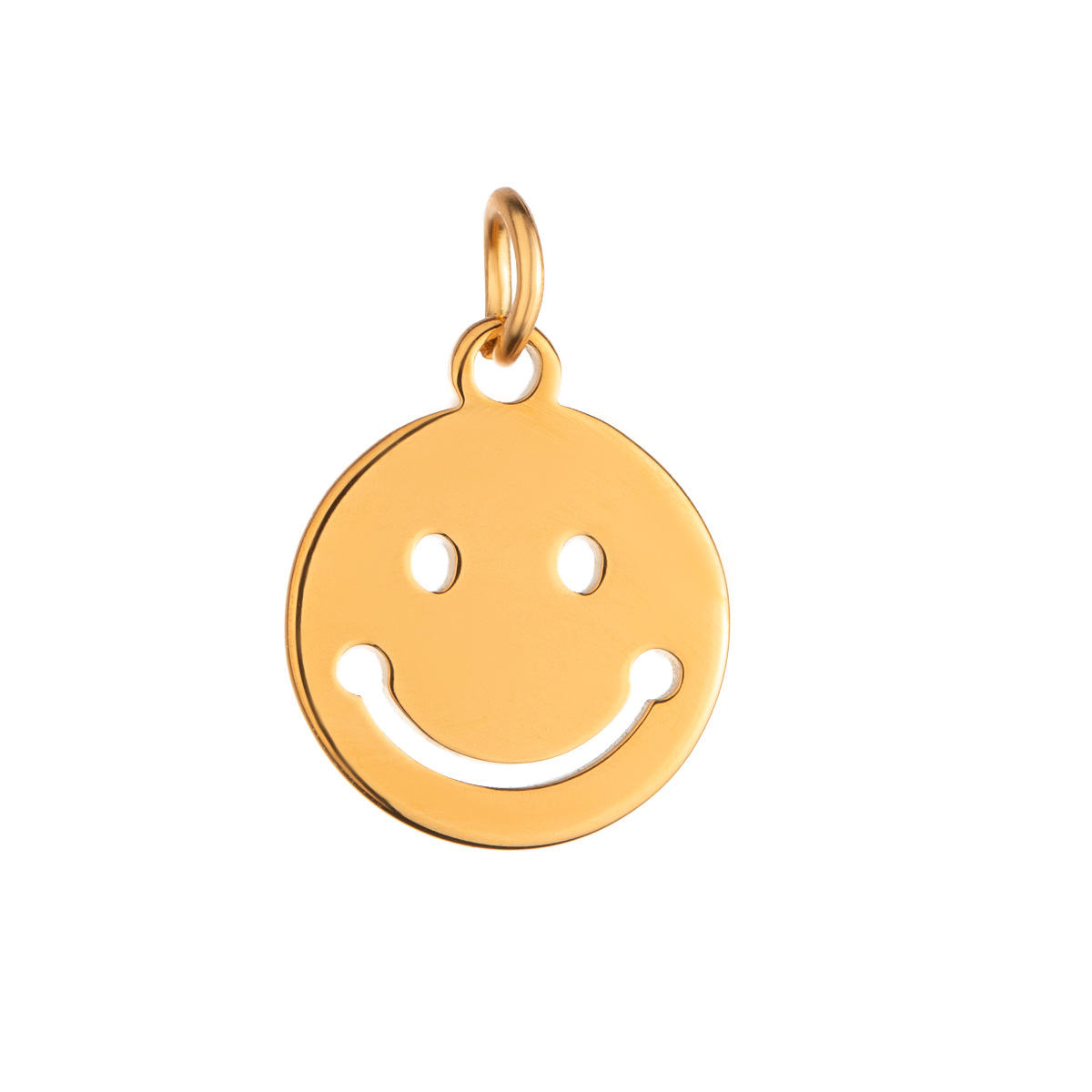 Gold color / 1 Piece Simple Series Smiley Face Shape Stainless Steel 18K Gold Color Plated Women's Pendants Picture4